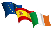 EU, Spanish and Irish flags together